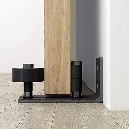 WINSOON Sliding Barn Door Hardware Double Door 12ft Track Kit with Black Sliding Barn Door Floor Guide Wall Mounted Hardware for Flush Bottom Adjustable Stay Rollers, Set of 2,8 Setup Options | The Storepaperoomates Retail Market - Fast Affordable Shopping