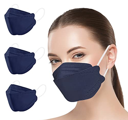Navy Blue Disposable Face Masks for Protection 50PCS, Safety Masks Navy Blue Dust Disposable Masks for men women