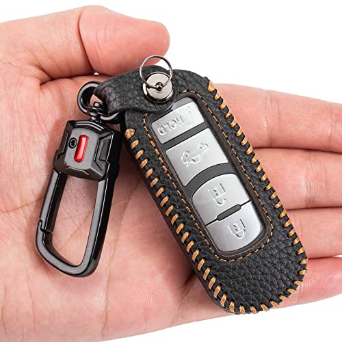 YONUFI for Mazda Key Fob Cover with Keychain Leather Car Smart Key Case Remote Protector Holder Compatible with 2009-2019 Mazda 3 6 5 2 CX5 CX9 CX7 Miata MX5 CX3