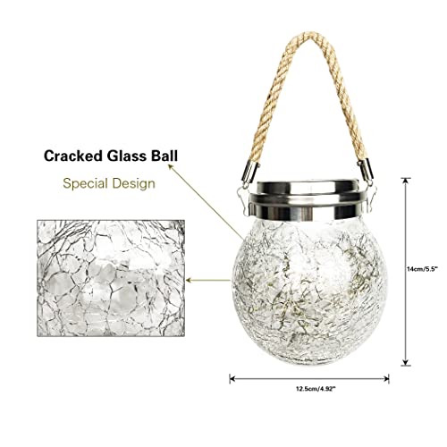 Solar Lantern, YIKZART Patio Decor Outdoor Lanterns with 50 LED, Outdoor Hanging Waterproof Solar Cracked Glass Ball Warm Lights Decorations for Yard Garden Patio Deck Lawn Fence 1 Pack | The Storepaperoomates Retail Market - Fast Affordable Shopping