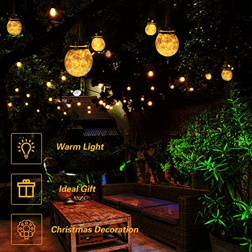 Solar Lantern, YIKZART Patio Decor Outdoor Lanterns with 50 LED, Outdoor Hanging Waterproof Solar Cracked Glass Ball Warm Lights Decorations for Yard Garden Patio Deck Lawn Fence 1 Pack | The Storepaperoomates Retail Market - Fast Affordable Shopping