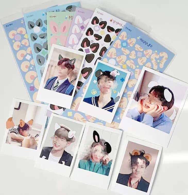 52 PCS Photo Card Holders for Kpop DIY Suit Penny Sleeves 10 Card Protectors Hard Plastic Holographic Sleeves with Chains 22 Korean Stickers Ribbon Heart Letter Charm Rose Devil Horn Stickers | The Storepaperoomates Retail Market - Fast Affordable Shopping
