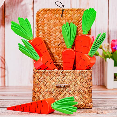 6 Pieces Rustic Wooden Carrots Easter Carrot Easter Decorations Artificial Carrots Tiered Tray Decorations for Easter Bunny Decor Spring Garden Decor Party Supply DIY Crafts Home Kitchen Decor