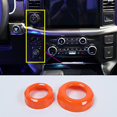 SZDEDA Fit for Ford F150 2021 2022 ABS Four-Wheel Drive & Trailer Knob Ring Trim Decorative Cover Interior Car Accessories (Orange)