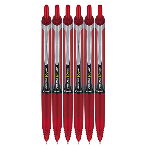 Pilot Precise V10 RT Retractable Liquid Ink Rollerball Pens, Bold Point, 1.0mm, Red Ink, 6 Count
