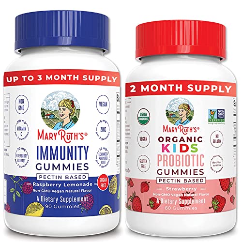 Elderberry Gummies for Immune Support (Sugar Free) & Kids Probiotic USDA Organic Gummies Bundle | Supports Immune Function | Digestive & Gut Health Supplement for Kids