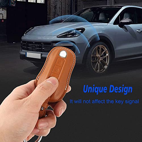 nuosson Key Fob Cover Case, Genuine Leather Key Shells Case with Keychain for 2020-2021 Porsche Panamera, Cayenne, Macan,918 -Brown | The Storepaperoomates Retail Market - Fast Affordable Shopping