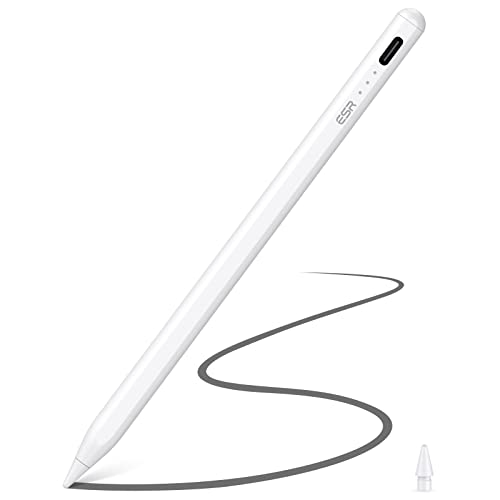 ESR Stylus Pen for iPad with Tilt Sensitivity, iPad Stylus Pencil for Apple iPad 10/9/8/7/6, iPad Pro 11, iPad Pro 12.9, iPad Mini 6/5, and iPad Air 5/4/3, Palm Rejection, Magnetic Attachment, White