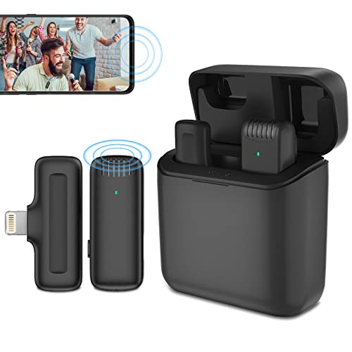 Wireless Lavalier Microphone, Wireless Microphone for iPhone iPad, 2.4GHz Plug-Play Lapel Mic with Charging Case for Recording, YouTube, TikTok, Facebook Live Stream, 3 Level Noise Reduction/Auto Sync | The Storepaperoomates Retail Market - Fast Affordable Shopping