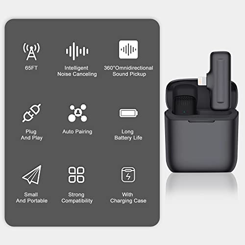 Wireless Lavalier Microphone, Wireless Microphone for iPhone iPad, 2.4GHz Plug-Play Lapel Mic with Charging Case for Recording, YouTube, TikTok, Facebook Live Stream, 3 Level Noise Reduction/Auto Sync | The Storepaperoomates Retail Market - Fast Affordable Shopping