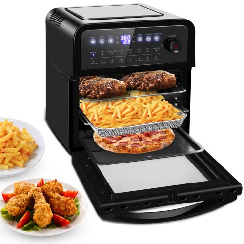 16-in-1 Air Fryer Oven, 13 Quart Airfryer Toaster Oven Combo, 1700W Large Digital LED Screen Air Fryers, Convection Toaster Oven with Rotisserie Dehydrator, Nonstick Basket, Accessories Included