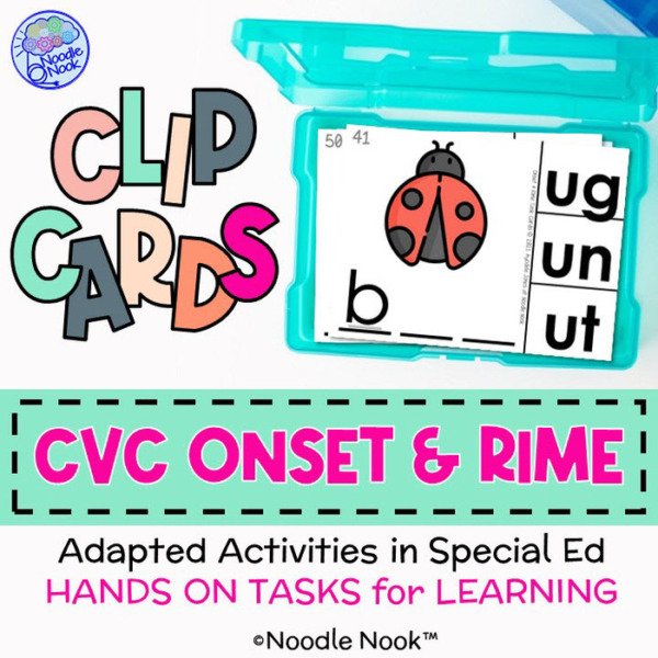 Onset and Rime CVC Task Cards – Phonics Activities for Reading Centers via Noodle Nook