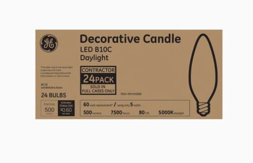 GE LED 60-Watt Equivalent B11 5000K Daylight Candle Light Bulb (24-Pack) Candelabra Chandelier