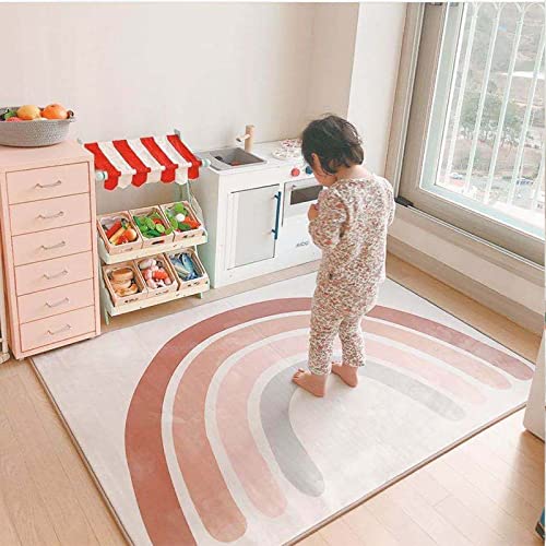 The Happy Hippo Baby Nursery Rug Decor, Safe, Stylish, and Comfortable Tummy Time Playmat for Bedroom or Living Room Floor, Boho Rainbow Design for Toddler or Kids Playroom, 41 x 57 Inches | The Storepaperoomates Retail Market - Fast Affordable Shopping