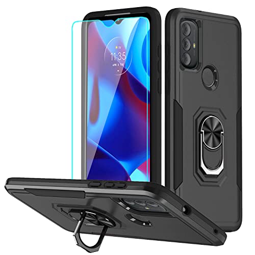 KELONG case for Moto G Pure Case,Moto G Power 2022 Case with Kickstand | Military Grade Drop Proof Protection Phone Cover | Durable Rugged Protective Shockproof TPU Matte Textured Bumper – Black