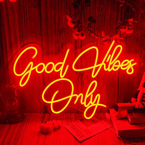 Good Vibes Only Neon Sign Light Wall Art Gifts,Neon Sign Wall Art,Neon Sign Wall Decorations Bar Pub Club Rave Apartment Home Decor Party Christmas Decor (Red)
