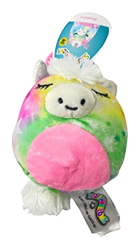 Official KellyToy Squishmallow Clip-on Tie Dye Shoshana The Unicorn 3.5 Super Soft Plush Toy Animal for Backpack or Purse Accessory…