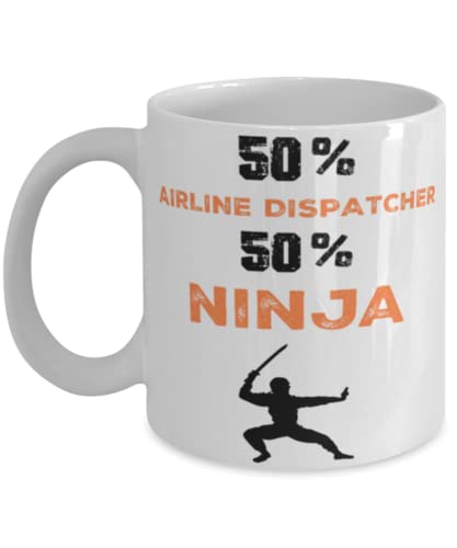 Airline Dispatcher Ninja Coffee Mug, Unique Cool Gifts For Professionals and co-workers