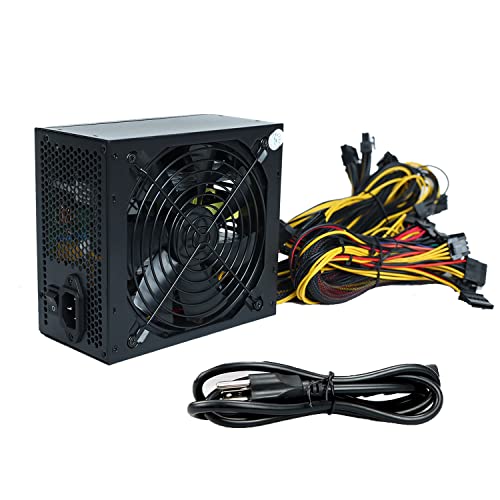 2000W Mining Power Supply for 8 GPU, 2000W PSU Modular Power Supply for 8 GPUs ETH Rig Ethereum Miner,100V-270V PSU with Adapter Cable, Updated 2022, Black