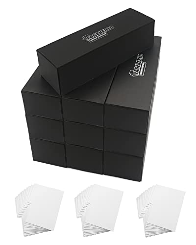 Trading Card Storage Box with Dividers, 10 Count Cardboard Card Storage Box with 3 Pack of 10 Card Dividers, Card Boxes for Baseball Football Sports Cards, and Mtg Playing Cards, Black