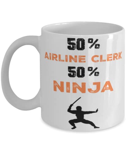 Airline Clerk Ninja Coffee Mug, Unique Cool Gifts For Professionals and co-workers