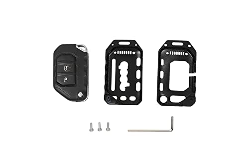 JUNLELI Car Interior Key Fob Cover Case Key Shell Holder Bag for Jeep Wrangler JL 2018 2019 2020 2021 Accessories Aluminum Alloy Black