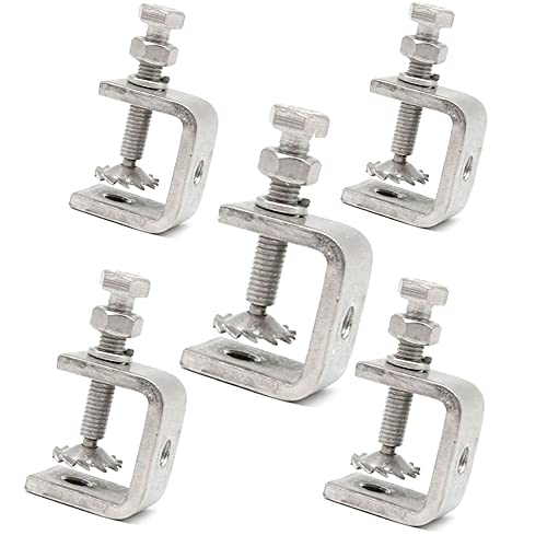 5Pcs Stainless Steel C-Clamp ,Wood Clamps,Tiger Heavy Duty Wood Working Heavy Duty C-clamp with Wide Jaw Openings ,Multi-Tooth Non-Slip Bowl for Welding/Carpenter/Building/Household Mount