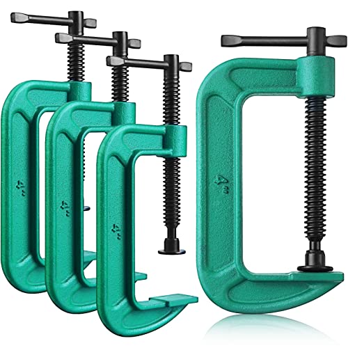 4 Pcs C Clamp Set 4 Inch Heavy Duty G-Clamps Automotive and Wood Working Clamps with 4 Inch Jaw Opening Sliding for DIY Carpentry Woodworking Welding and Building(4 Inch, 4 Pcs)