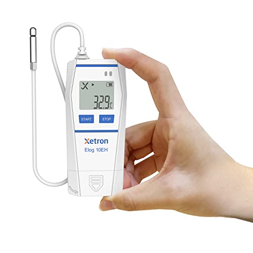 Xetron Multi-Use Temperature Humidity Data Logger with External Probe,32000 Points Reusable Recorder for Cold Chain, PDF Report, Calibration Certificate Elog10EH (1 Pack）Upgrade RC-5