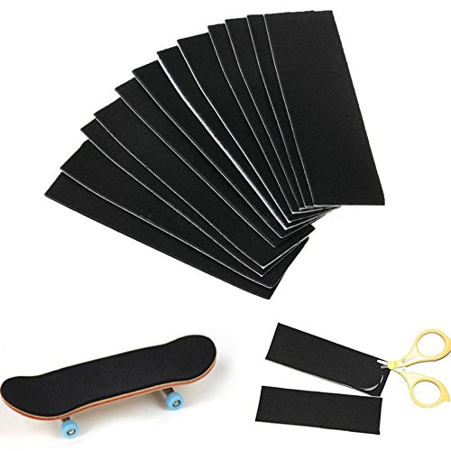 12PCS Wooden Fingerboard Deck Uncut Chape Finger Skateboard Black Foam Grip Tape Sticker 4.33”X1.38”