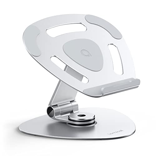 Lamicall Adjustable Laptop Stand Riser – 360 Rotating Swivel Foldable Ergonomic Computer Notebook Desktop Laptop Holder for Desk, Compatible with MacBook Air Pro, Dell XPS, HP (10-17″) – Silver