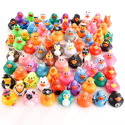 2 Inch Rubber Ducks 24 PCS Bath Toys Assortment Duckies for Kids Boys Girls.Duck Duck Jeep