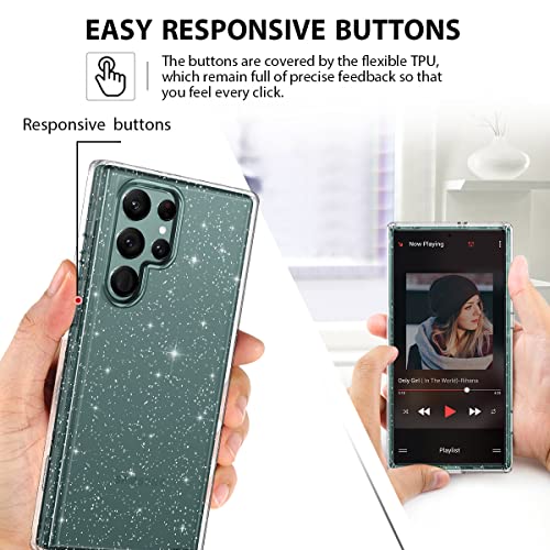 Lamcase for Samsung Galaxy S22 Ultra 5G Case, Crystal Clear Glitter Sparkly Bling Heavy Duty Shockproof Hybrid Three Layer Protective Cover for Samsung Galaxy S22 Ultra, Clear/Silver Glitter | The Storepaperoomates Retail Market - Fast Affordable Shopping