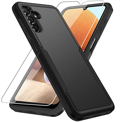 Warsia for Galaxy A13 5G Case, Samsung Galaxy A13 5G Case with Screen Protector,Heavy-Duty Tough Rugged Shockproof Protective Phone Case for Samsung A13 5G, Black