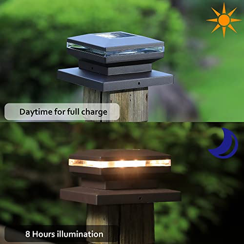 Dynaming 8 Pack Solar Post Lights, Outdoor Decorative Post Cap Light, Solar Powered Black Shell Caps, High Brightness Warm White SMD LED Lighting for Fence Deck Patio, Fit 4×4, 5×5 or 6×6 Wooden Post | The Storepaperoomates Retail Market - Fast Affordable Shopping
