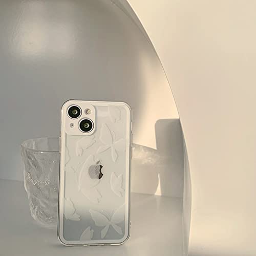NITITOP Compatible with iPhone 13 Case, with Clear Cute White Butterfly Pattern Design for Women Girls Retro Aesthetic Soft Slim TPU Drop Bumper Case for iPhone 13 – White Retro | The Storepaperoomates Retail Market - Fast Affordable Shopping