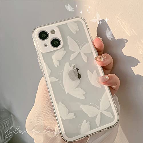 NITITOP Compatible with iPhone 13 Case, with Clear Cute White Butterfly Pattern Design for Women Girls Retro Aesthetic Soft Slim TPU Drop Bumper Case for iPhone 13 – White Retro | The Storepaperoomates Retail Market - Fast Affordable Shopping