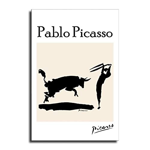 WallDeer Art Pablo Picasso Bullfight iii Poster Canvas Wall Art Abstract Line Drawing Artwork Prints Picture for Living Room Unframe (16x24inch, Bullfight iii)