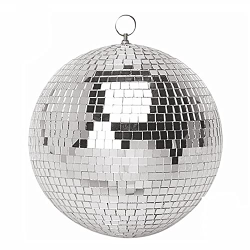 8 Inch Mirror Disco Ball Hanging Disco Ball for Party Stage Wedding Holiday Decoration, Silver