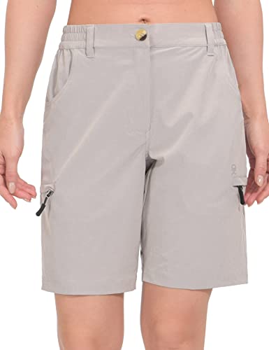 Little Donkey Andy Women’s 9 Inch Inseam Golf Shorts, Lightweight Quick Dry Hiking Shorts, Zippered Pockets Dove L