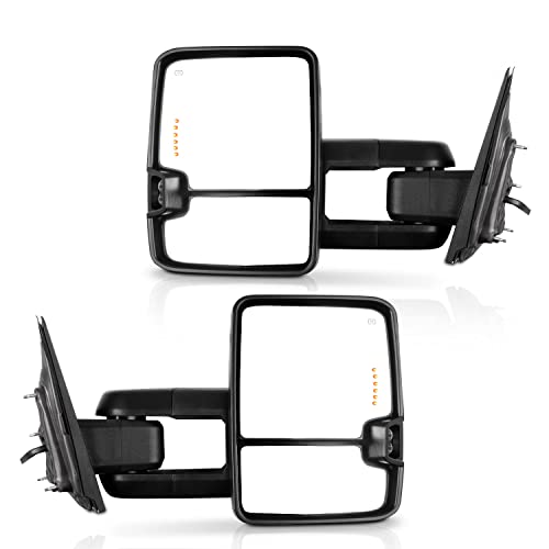 INEEDUP Towing Mirrors Fit for 2014-2018 for Chevy Silverado for GMC Sierra 1500 2015-2019 for Chevy for GMC 2500/3500 HD Pair Tow Mirrors LH RH Side Power Heated Turn Signal Running Light Chrome