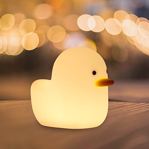LVOERTUIG Cute Duck Night Light, LED Duck Night Light Kids Lamp with Touch Sensor, Led Animal Silicone Kids Lamp USB Rechargeable Bedside Lamp for Children Room Desk Decor Birthday Christmas Gifts