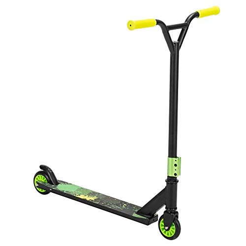 TVAOE Professional Stunt Scooter，2 Wheels Beginner Extreme Freestyle Sports Trick Scooter Graffiti Pattern for Kids Teens and Adults (Green Black)