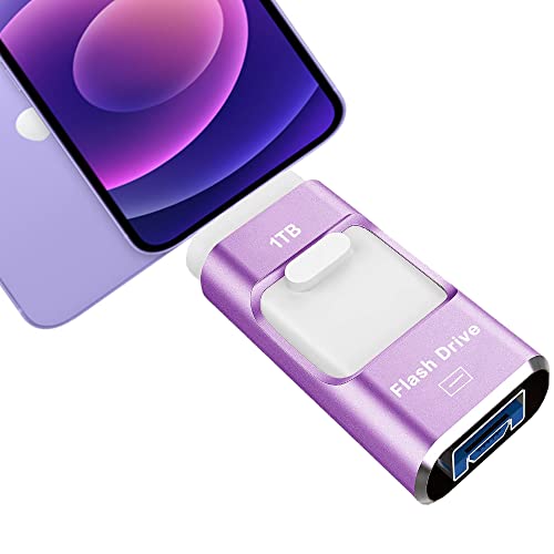 USB Flash Drive 1TB, STTARLUK Pen Drive Compatible with Phone/Pad External Storage USB Stick Memory Stick Compatible with Pad/Pod/Mac/Android/PC (Purple, 1TB)