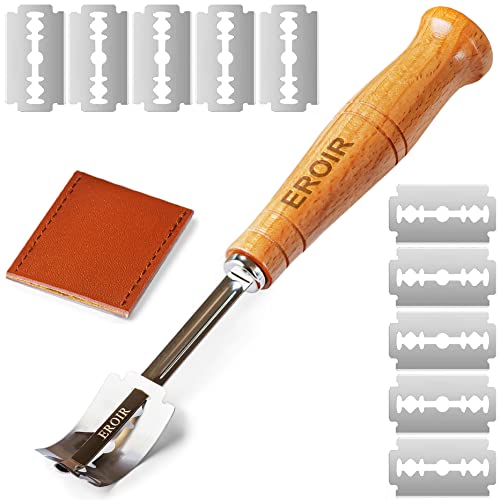 EROIR Bread Lame Tool – Dough Scorer with 10 Razor Blades and Leather Cover – Bakers Scoring Knife for Beautiful Artisan Sourdough Breads