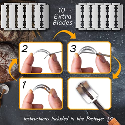 EROIR Bread Lame Tool – Dough Scorer with 10 Razor Blades and Leather Cover – Bakers Scoring Knife for Beautiful Artisan Sourdough Breads | The Storepaperoomates Retail Market - Fast Affordable Shopping