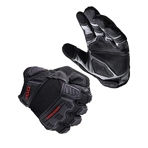 Heavy Duty Synthetic Leather Impact Work Gloves Men, Mechanic Gloves, Sensitive Touch Screen Flexible Grip Gloves for Work