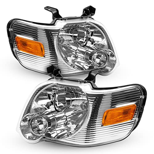 Torchbeam Replacement Headlight Assembly for 2006 2007 2008 2009 2010 Explorer Chrome Housing Clear Lens Amber Reflector Driver and Passenger Side