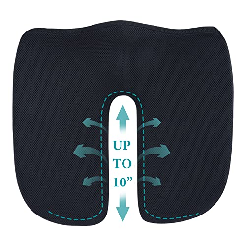 Upgraded Seat Cushion Pillow for Tailbone Pain Relief -Longer U-Cutout,Memory Foam Coccyx Seat Cushion for Office Chair,Car Seat Cushion,Computer Desk Sciatica & Back Pain Relief Pad