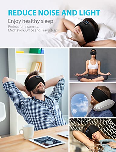 TOPOINT Bluetooth Sleep Eye Mask Wireless Headphones, Sleeping Eye Cover Travel Music Headsets with Microphone Handsfree, Sleep Headphones for Side Sleepers Gift for Men Women (Bright Black) | The Storepaperoomates Retail Market - Fast Affordable Shopping